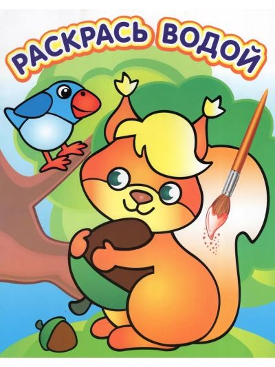 Бельчонок. Раскрась водой